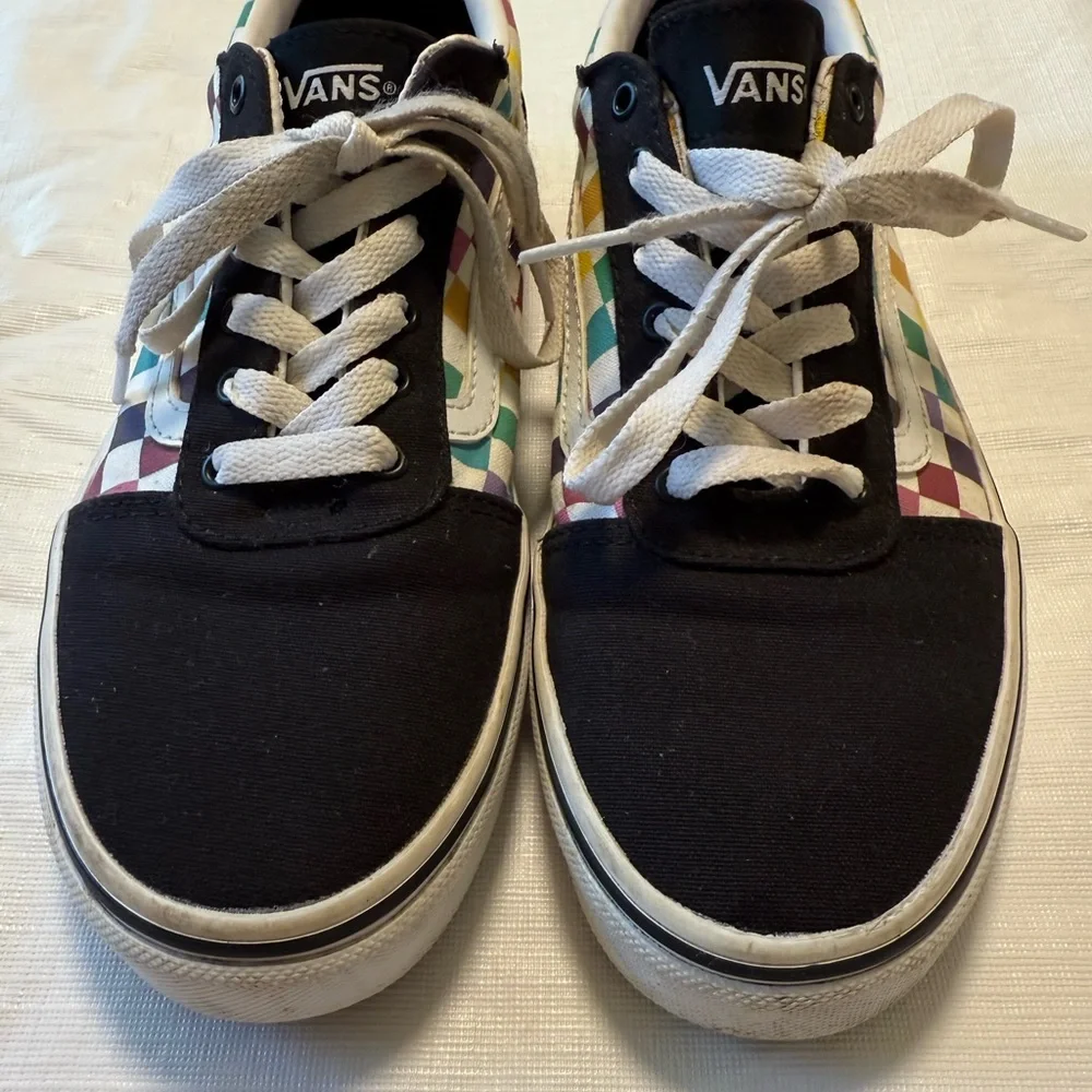 VANS Old Skool Black Rainbow Checkered Skate Shoes 500714 Missy 5 - Picture 3 of 7